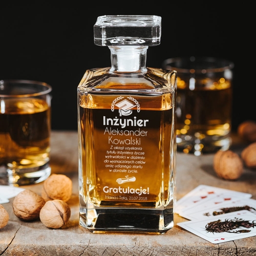 Karafka na whisky z grawerem dla inżyniera