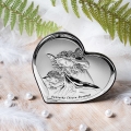 Srebrny obrazek serce pamiątka chrztu z dedykacją