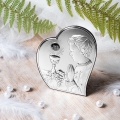 Srebrny obrazek serce pamiątka komunii dla chłopca