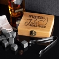 Szklanka z grawerem i kamienie do whisky w pudełku prezent dla taty