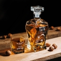 Łamana karafka z grawerem i szklanka do whisky, prezent dla taty