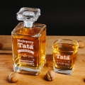 Kwadratowa karafka z grawerem i szklanka do whisky, prezent dla taty