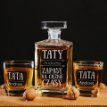 Kwadratowa karafka z grawerem i 2 szklanki do whisky, prezent dla taty