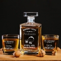 Kwadratowa karafka z grawerem i 2 szklanki do whisky, prezent dla taty