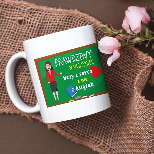 Kubek dla Nauczyciela - Kubek na Dzień Nauczyciela z Nadrukiem - Prawdziwa Nauczycielka