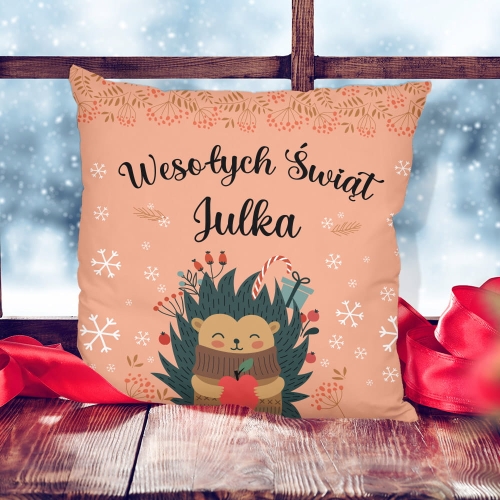 Prezent na Święta dla Dziecka - Świąteczna Poduszka z Imieniem - Jeżyk