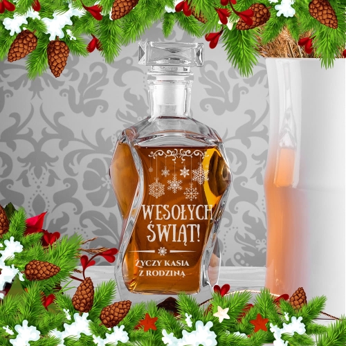 Karafka do Whisky z Grawerem - Prezent na Święta - Wesołych Świąt - Łamana