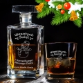 Karafka z Grawerem i Szklanka Do Whisky - Prezent na Święta - Wesołych Świąt Bałwanek - Kwadratowa