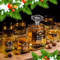 Karafka z Grawerem i 6 Szklanek Do Whisky - Prezent na Święta - Wesołych Świąt i Do Dna - Kwadratowa