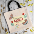 Torba Na Zakupy z Nadrukiem dla Babci - Prezent na Dzień Babci - Najlepsza Babcia Na Świecie Motyle