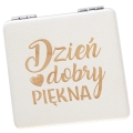 Lusterko z Grawerem - Prezent na Walentynki dla Niej - Dzień Dobry Piękna - Białe