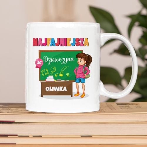 Prezent na Dzień Kobiet w Klasie - Kubek z Imieniem dla Dziewczyny -  Najfajniejsza Dziewczyna