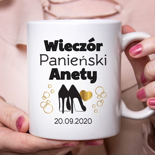 Kubek na Wieczór Panieński z Imieniem - Kubek Dla Przyszłej Panny Młodej Szpilki