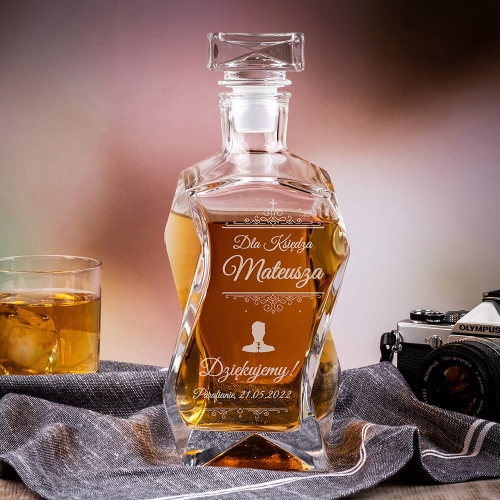 Karafka do Whisky z Grawerem - Prezent dla Księdza - Podziękowanie - Łamana