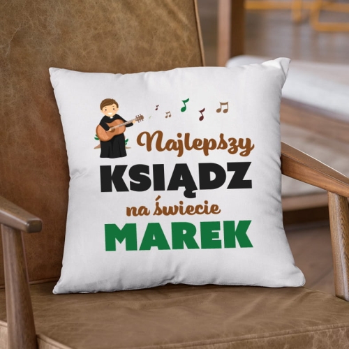 Poduszka z Nadrukiem - Prezent dla Księdza - Najlepszy Ksiądz na Świecie