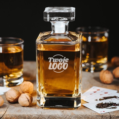 Karafka do Whisky z Grawerem - Prezent z Logo Firmy - Kwadratowa