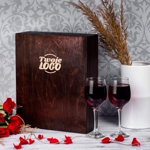Kieliszki w Skrzynce z Grawerem - Prezent z Logo Firmy - Potrójna