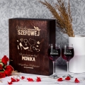 Kieliszki z Grawerem w Skrzynce - Prezent dla Szefowej - Winko Najlepszej Szefowej - Potrójna