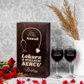 Kieliszki z Grawerem w Skrzynce - Prezent dla Lekarza, Pani Doktor - Lekarz o Wielkim Sercu - Podwójna