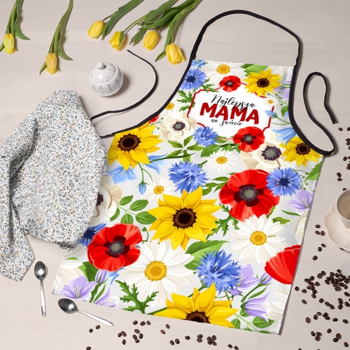 Fartuch Kuchenny z Nadrukiem dla Mamy - Prezent na Dzień Matki - Wildflowers