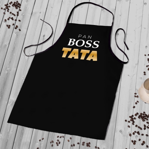 Fartuch Kuchenny z Nadrukiem dla Taty - Prezent na Dzień Ojca - Pan Boss Tata