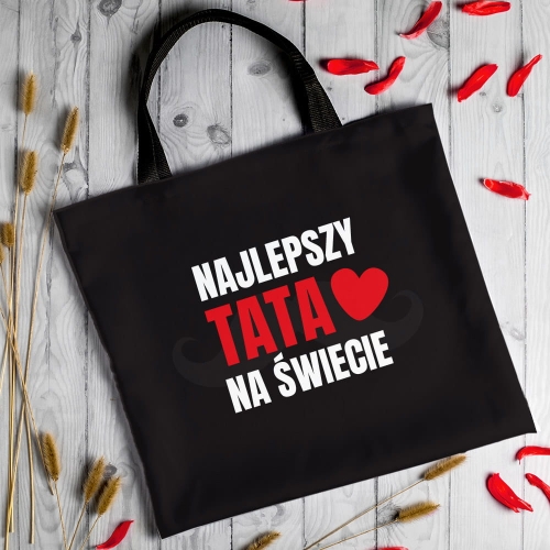Torba Na Zakupy z Nadrukiem dla Taty - Prezent na Dzień Ojca -  Najlepszy Tata na Świecie Serce