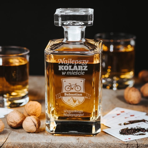 Karafka do Whisky z Grawerem - Prezent dla Rowerzysty - Najlepszy Kolarz w Mieście