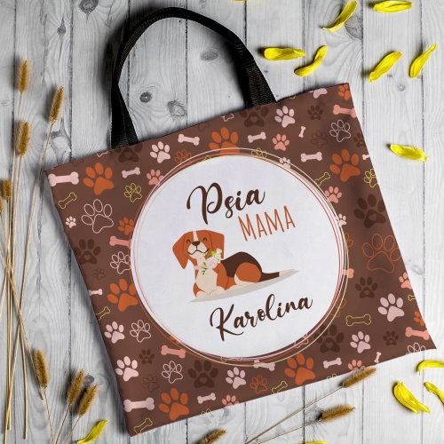 Torba z Nadrukiem - Torba z Psem - Prezent dla Psiarza z Imieniem - Psia Mama