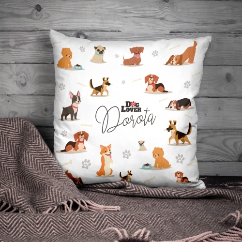 Poduszka z Psem - Prezent dla Psiarza z Imieniem - Dog Lover