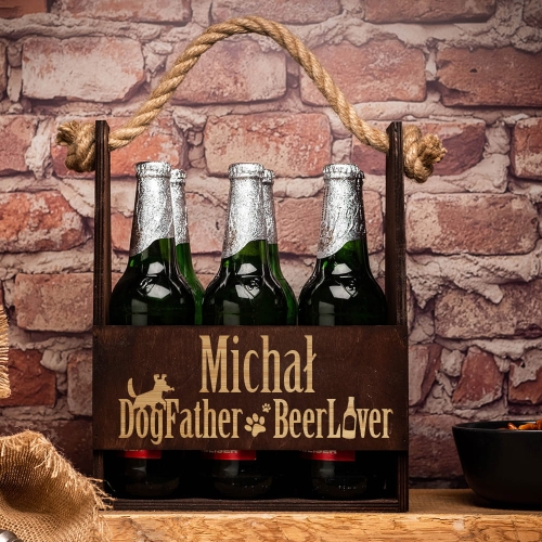 Nosidło na Piwo z Grawerem - Prezent dla Miłośnika Psów - DogFather BeerLover