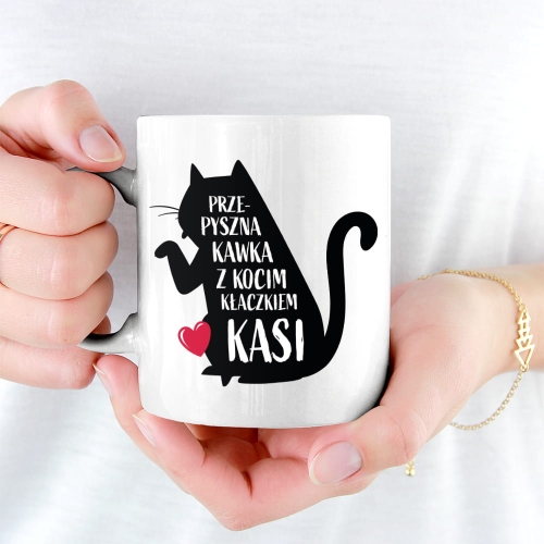 Kubek z Nadrukiem - Kubek z Kotem - Prezent dla Kociarza, Kociary - Kawka z Kocim Kłaczkiem