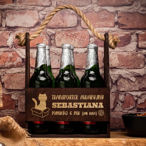 Nosidło na Piwo z Grawerem - Prezent dla Miłośnika Kotów - Transporter Awaryjny