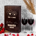 Kieliszki z Grawerem w Skrzynce - Prezent dla Kociary na Rocznicę - Kotam Cię Bardzo Mocno
