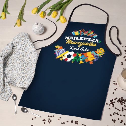 Fartuch Kuchenny z Nadrukiem - Prezent dla Nauczycielki - Dzień Nauczyciela - Najlepsza Nauczycielka