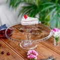 Szklana Patera na Ciasto Tort z Grawerem - Prezent na Ślub dla Pary Młodej - Obrączki