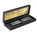 Zestaw Piśmienniczy dla Nauczyciela - Długopis i Pióro z Grawerem na Dzień Nauczyciela - Ramka - Szary