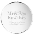 Szklana Patera na Ciasto Tort z Grawerem - Prezent na Rocznicę Ślubu - Mr&Mrs