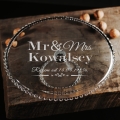 Szklana Patera na Ciasto Tort z Grawerem - Prezent na Rocznicę Ślubu - Mr&Mrs