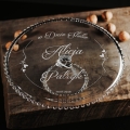 Szklana Patera na Ciasto Tort z Grawerem - Prezent na Ślub dla Pary Młodej - W Dniu Ślubu