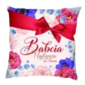 Poduszka dla Babci - Prezent na Dzień Babci - Goździki z Kokardą