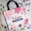 Torba Na Zakupy dla Babci - Prezent na Dzień Babci - Różowe Piwonie