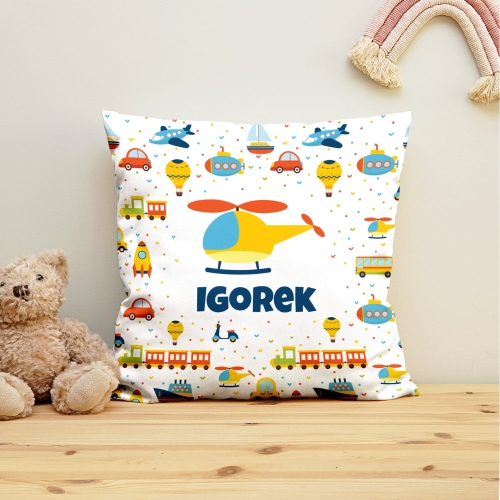 Poduszka z Imieniem na Dzień Dziecka - Prezent dla Dziecka z Imieniem - Helikopter