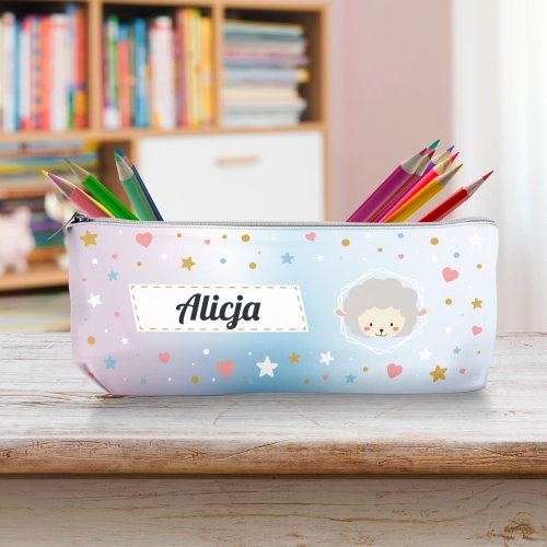 Piórnik Szkolny Dla Dzieci z Imieniem do Szkoły Przedszkola - Owieczka