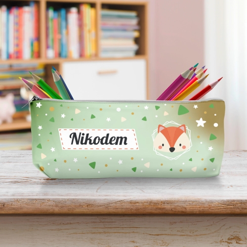 Piórnik Szkolny Dla Dzieci z Imieniem do Szkoły Przedszkola - Lis