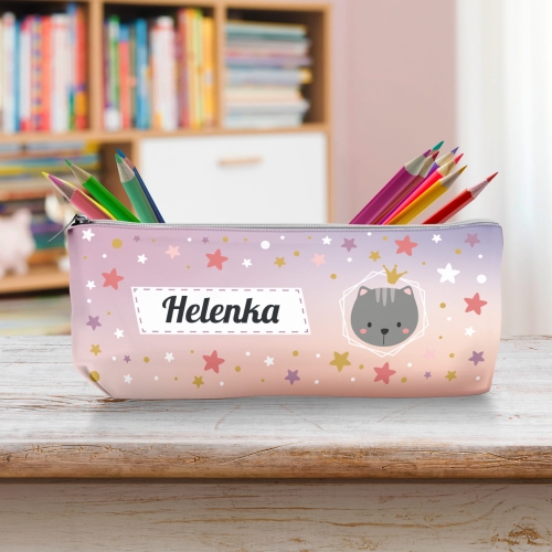 Piórnik Szkolny Dla Dzieci z Imieniem do Szkoły Przedszkola - Kot