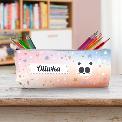 Piórnik Szkolny Dla Dzieci z Imieniem do Szkoły Przedszkola - Panda