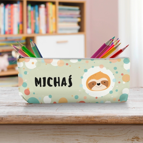 Piórnik Szkolny Dla Dzieci z Imieniem do Szkoły Przedszkola - Leniwiec