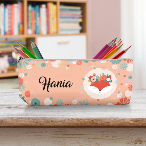 Piórnik Szkolny Dla Dzieci z Imieniem do Szkoły Przedszkola - Lisiczka