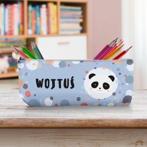 Piórnik Szkolny Dla Dzieci z Imieniem do Szkoły Przedszkola - Panda
