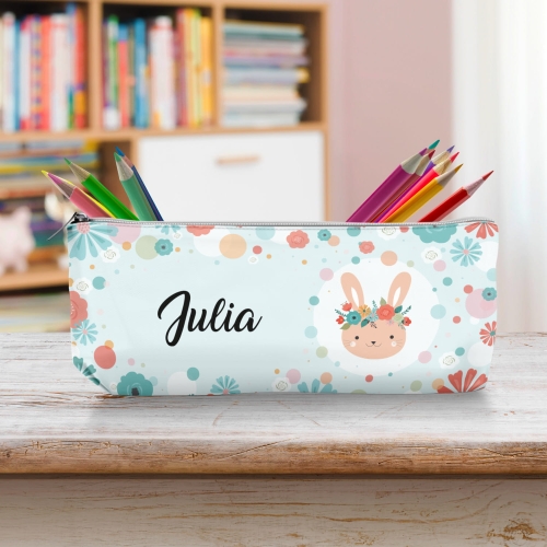 Piórnik Szkolny Dla Dzieci z Imieniem do Szkoły Przedszkola - Króliczek